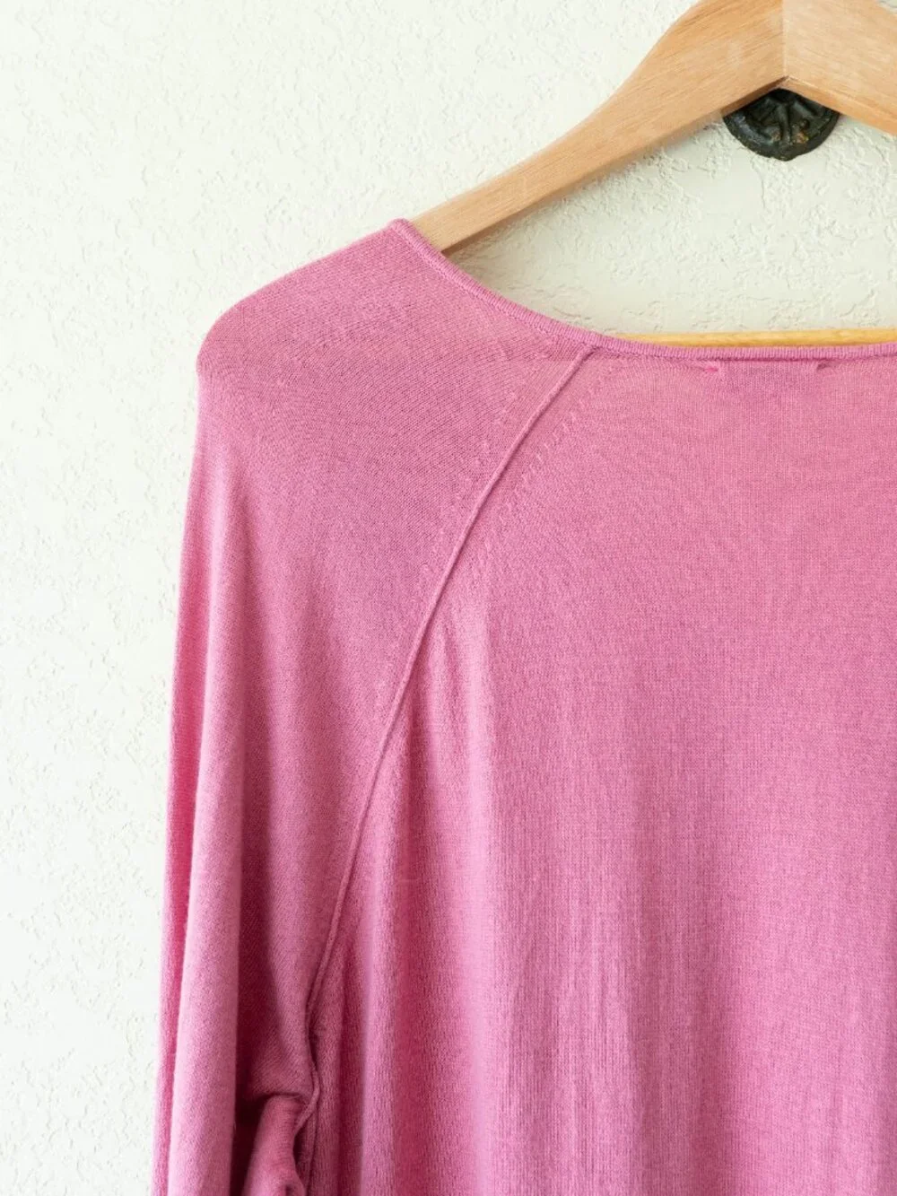 J Jill Cotton Silk Sweater XL Pink V Neck Lightweight Tunic Soft Relaxed Womens - Picture 9 of 12